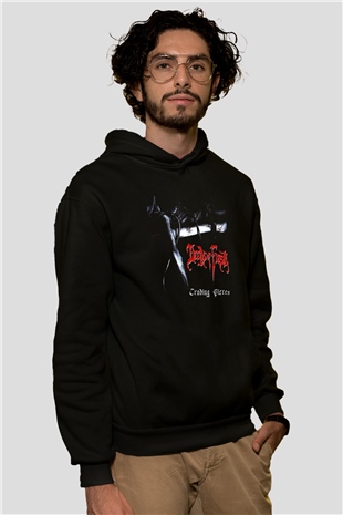 Deeds of Flesh Baskılı Unisex Siyah Kapüşonlu Sweatshirt
