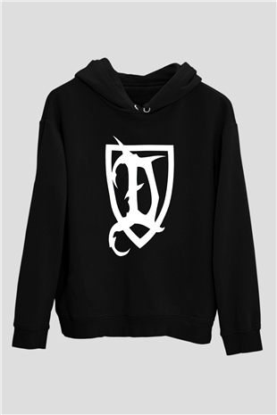 Deeds of Flesh Baskılı Unisex Siyah Kapüşonlu Sweatshirt