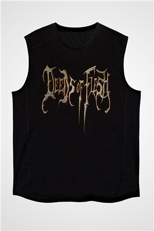 Deeds of Flesh Baskılı Unisex Siyah Kolsuz Tişört - Tshirt