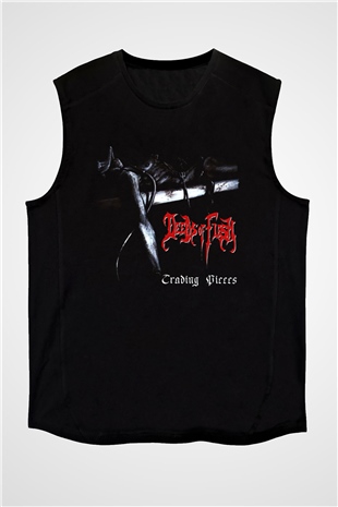 Deeds of Flesh Baskılı Unisex Siyah Kolsuz Tişört - Tshirt