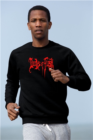 Deeds of Flesh Baskılı Unisex Siyah Sweatshirt