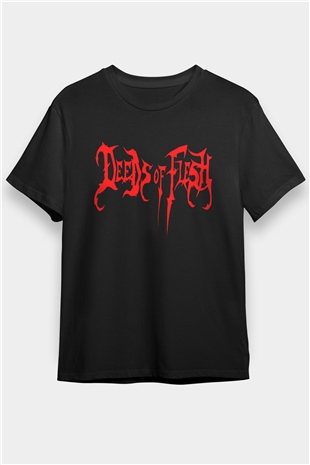 Deeds of Flesh Baskılı Unisex Siyah Tişört - Tshirt