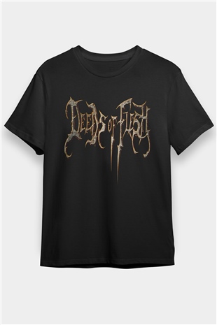 Deeds of Flesh Baskılı Unisex Siyah Tişört - Tshirt