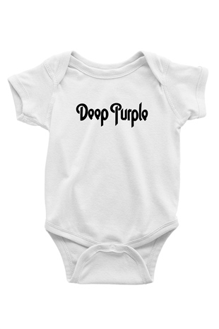 Deep Purple Baskılı Beyaz Unisex Bebek Body - Zıbın