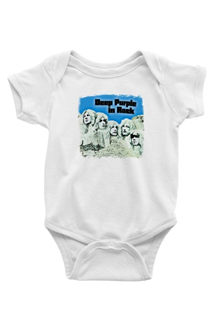 Deep Purple Baskılı Unisex Beyaz Bebek Body - Zıbın