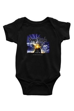 Deep Purple Baskılı Unisex Siyah Bebek Body - Zıbın