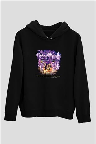 Deep Purple Baskılı Unisex Siyah Hoodie