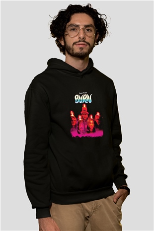 Deep Purple Baskılı Unisex Siyah Hoodie