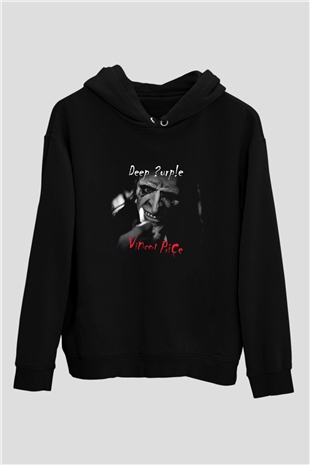 Deep Purple Baskılı Unisex Siyah Hoodie