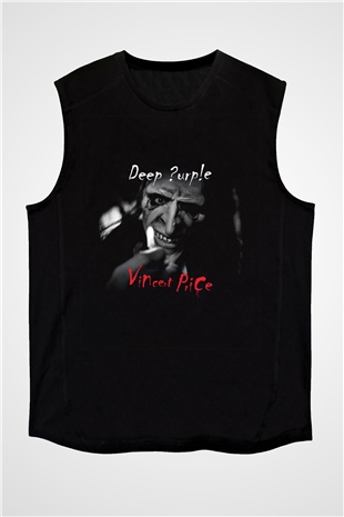 Deep Purple Baskılı Unisex Siyah Kolsuz Tişört