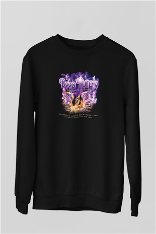 Deep Purple Baskılı Unisex Siyah Sweatshirt