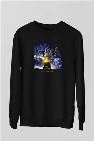 Deep Purple Baskılı Unisex Siyah Sweatshirt