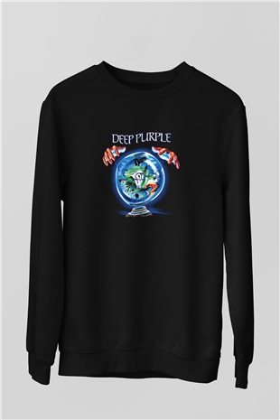 Deep Purple Baskılı Unisex Siyah Sweatshirt