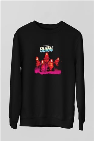 Deep Purple Baskılı Unisex Siyah Sweatshirt