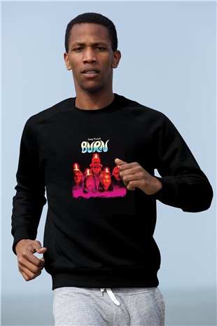 Deep Purple Baskılı Unisex Siyah Sweatshirt