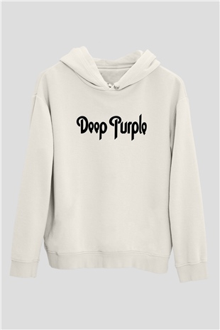 Deep Purple Beyaz Unisex Kapşonlu Sweatshirt