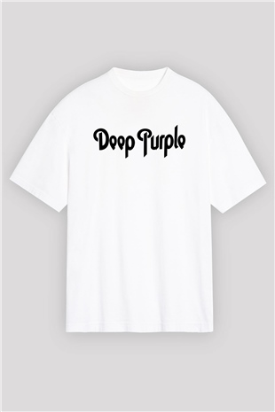 Deep Purple Beyaz Unisex Oversize Tişört T-Shirt