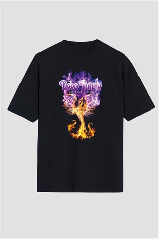 Deep Purple Siyah Unisex Oversize Tişört T-Shirt