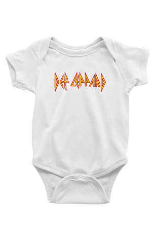 Def Leppard Baskılı Beyaz Unisex Bebek Body - Zıbın