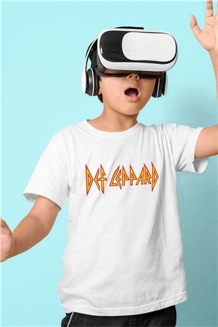 Def Leppard Baskılı Beyaz Unisex Çocuk Tişört