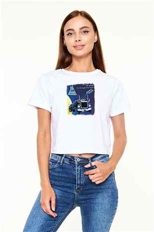 Def Leppard Baskılı Unisex Beyaz Crop Top Tişört