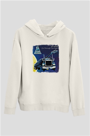 Def Leppard Baskılı Unisex Beyaz Hoodie