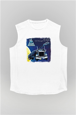 Def Leppard Baskılı Unisex Beyaz Kolsuz Tişört