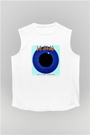 Def Leppard Baskılı Unisex Beyaz Kolsuz Tişört