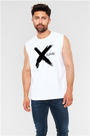 Def Leppard Baskılı Unisex Beyaz Kolsuz Tişört