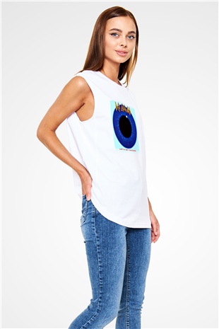 Def Leppard Baskılı Unisex Beyaz Kolsuz Tişört