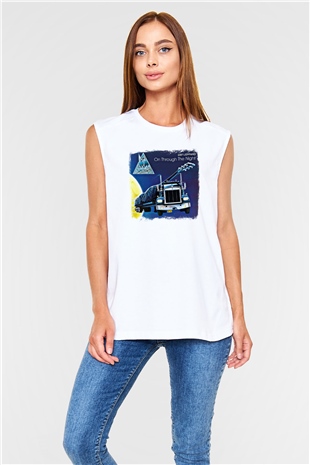 Def Leppard Baskılı Unisex Beyaz Kolsuz Tişört