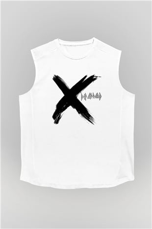 Def Leppard Baskılı Unisex Beyaz Kolsuz Tişört