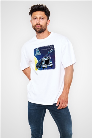 Def Leppard Baskılı Unisex Beyaz Oversize Tişört