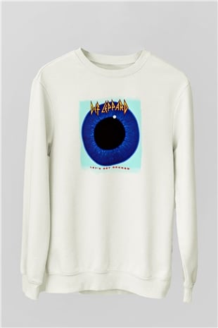 Def Leppard Baskılı Unisex Beyaz Sweatshirt
