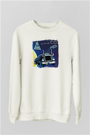 Def Leppard Baskılı Unisex Beyaz Sweatshirt