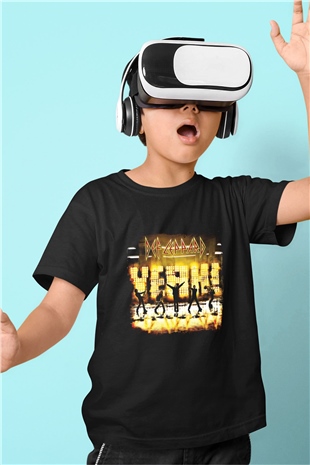 Def Leppard Baskılı Unisex Siyah Çocuk Tişört
