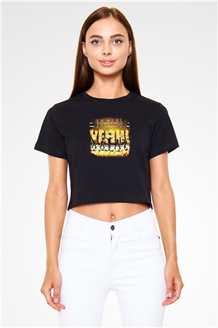 Def Leppard Baskılı Unisex Siyah Crop Top Tişört