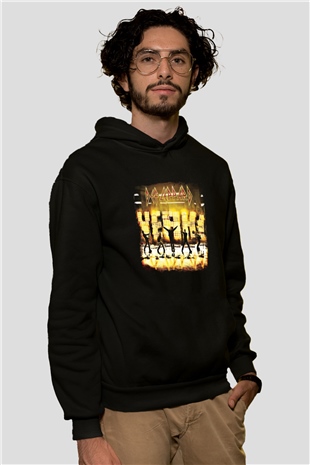 Def Leppard Baskılı Unisex Siyah Hoodie