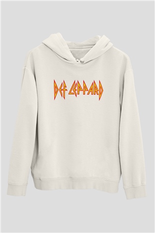 Def Leppard Beyaz Unisex Kapşonlu Sweatshirt