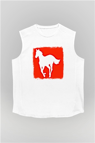 Deftones Baskılı Unisex Beyaz Kolsuz Tişört