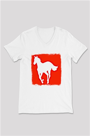 Deftones Baskılı Unisex Beyaz V Yaka Tişört