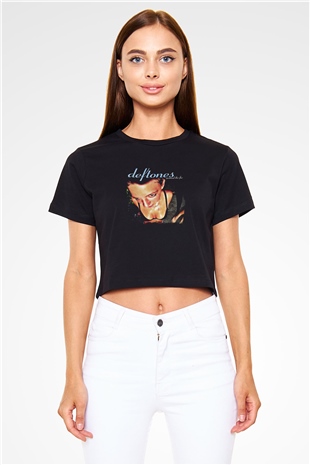 Deftones Baskılı Unisex Siyah Crop Top Tişört