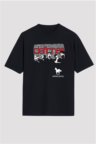 Deftones Baskılı Unisex Siyah Oversize Tişört