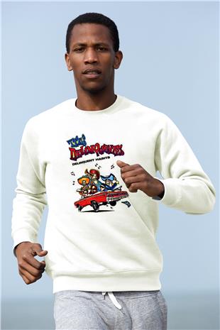 Delinquent Habits Baskılı Beyaz Unisex Sweatshirt