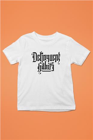 Delinquent Habits Baskılı Beyaz Unisex Beyaz Çocuk Tişört - Tshirt