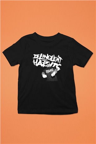 Delinquent Habits Baskılı Unisex Siyah Çocuk Tişört - Tshirt