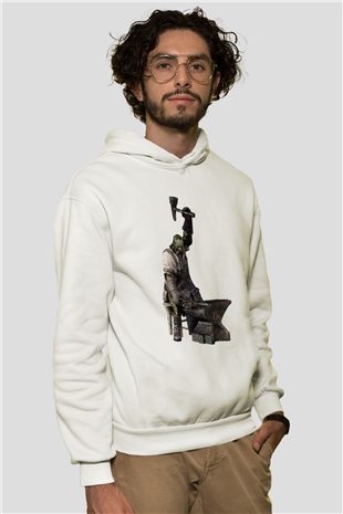 Demirci Beyaz Unisex Hoodie
