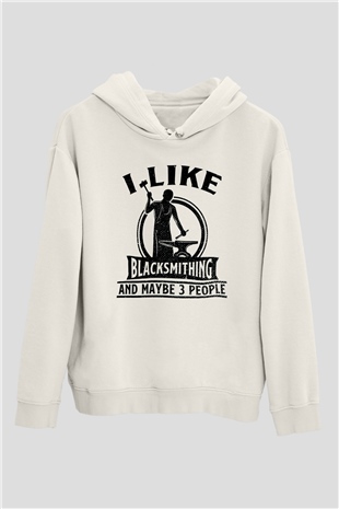 Demirci Beyaz Unisex Kapüşonlu Sweatshirt