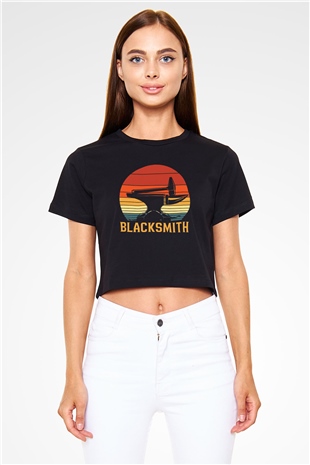 Demirci Siyah  Crop Top Tişört