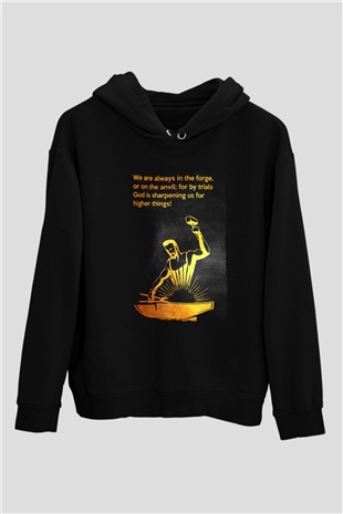 Demirci Siyah Unisex Kapüşonlu Sweatshirt